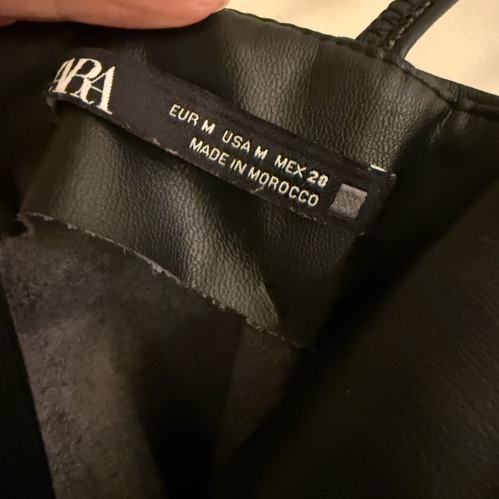 Sleek Zara Black Vegan / Faux Leather Mini Dress with Wrap Detail! Like New! - Picture 2 of 2